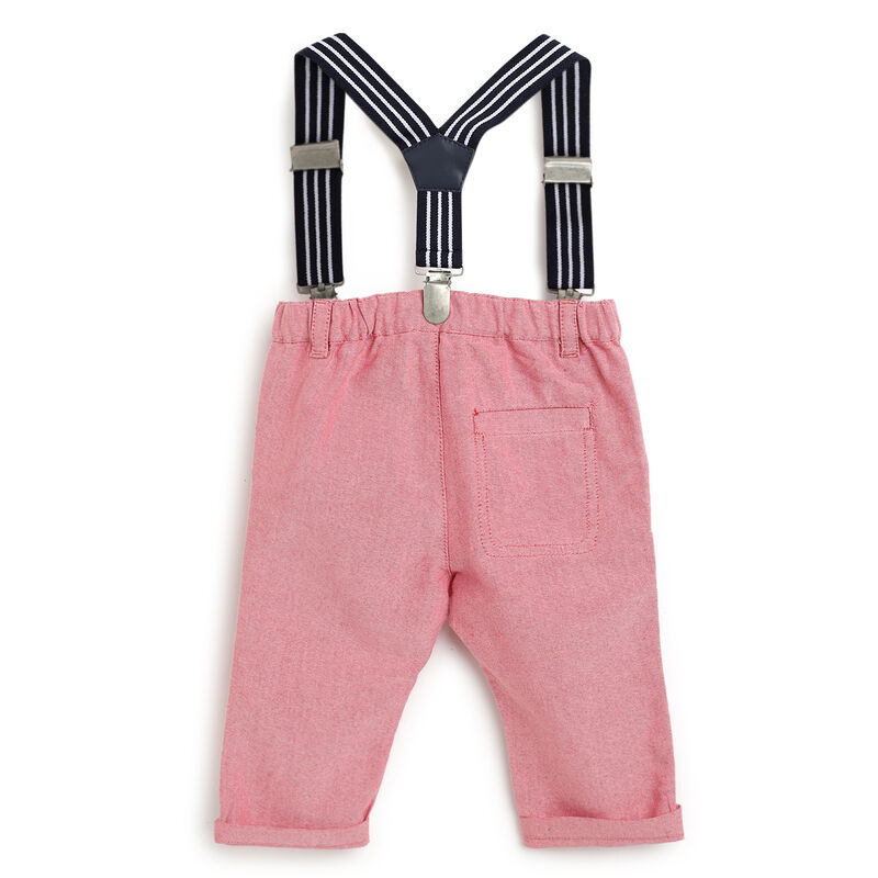 Boys Medium Red Solid Long Trousers image number 1